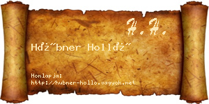 Hübner Holló névjegykártya